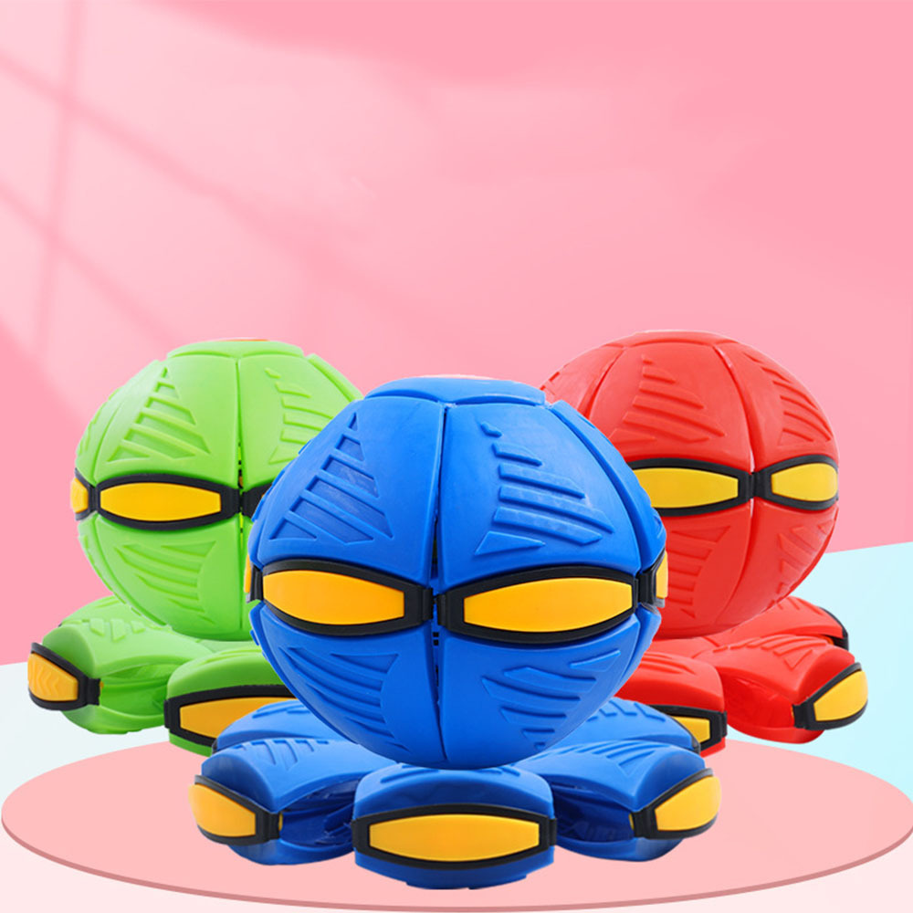 Elastic flying disc ball Outdoor kid's sports toy foot on the magic UFO deformed music and light  ball blast ball disc