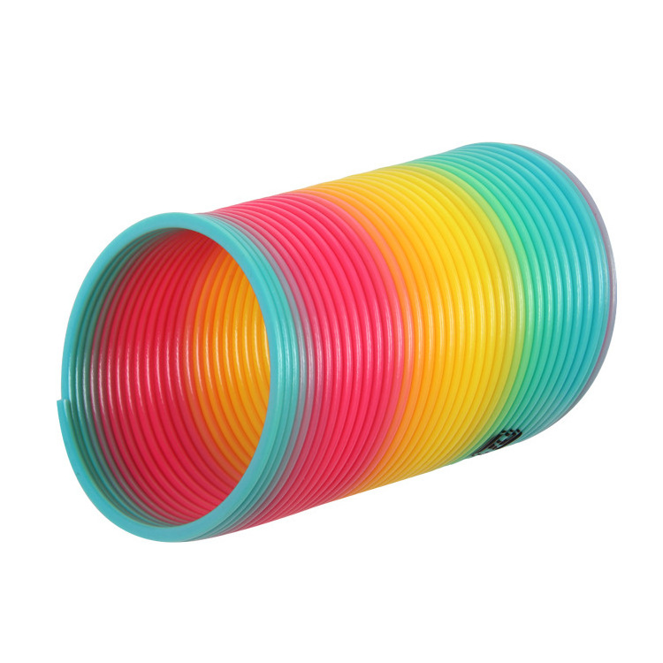 Wholesales 1 piece of rainbow circle fun early education folding plastic spring coil toy 8.7*9cm