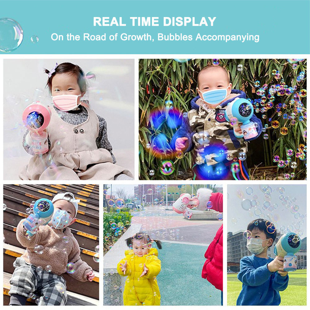 Wholesale children's handheld fully automatic bubble guns luminescent porous electric kid soap bubble machine gun toys