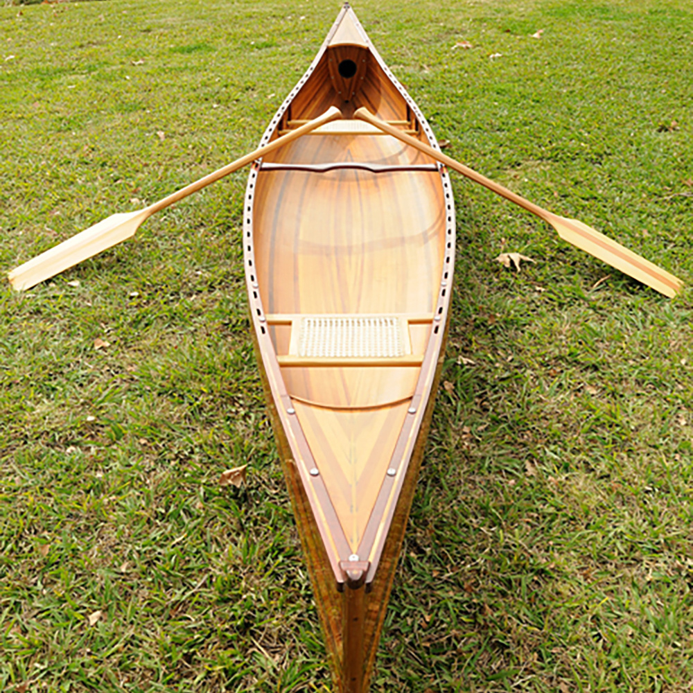 Cedar strip canoe 18'  with canoe paddle for lake handcrafted wooden boat kayak canoe for sale