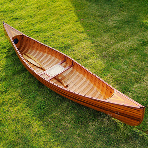 Cedar strip canoe With Ribs Curved bow 10' with canoe paddle for lake handcrafted wooden boat kayak canoe for sale