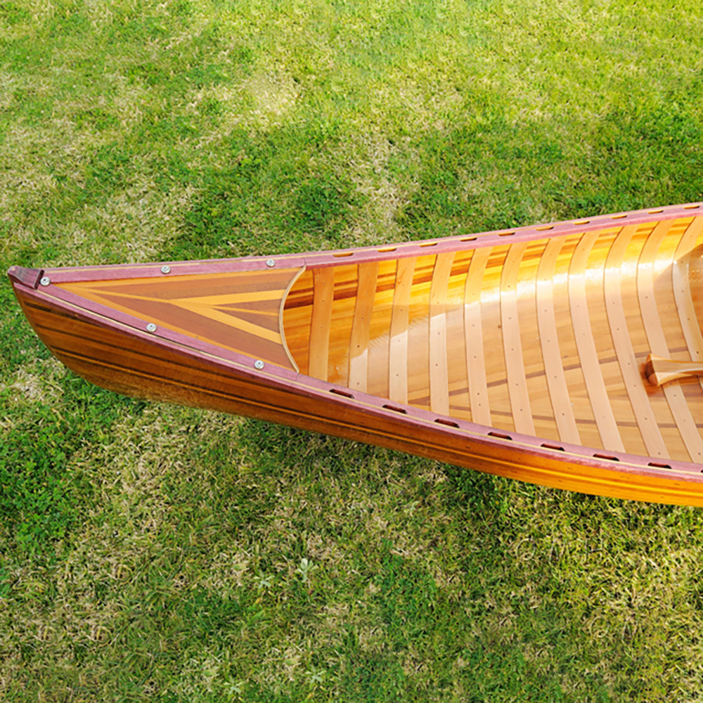 Cedar strip canoe With Ribs Curved bow 10' with canoe paddle for lake handcrafted wooden boat kayak canoe for sale