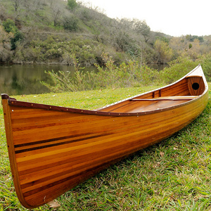 Cedar strip canoe 18'  with canoe paddle for lake handcrafted wooden boat kayak canoe for sale