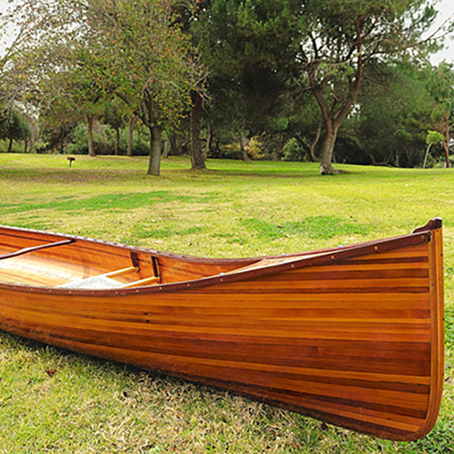 Cedar strip canoe 18'  with canoe paddle for lake handcrafted wooden boat kayak canoe for sale