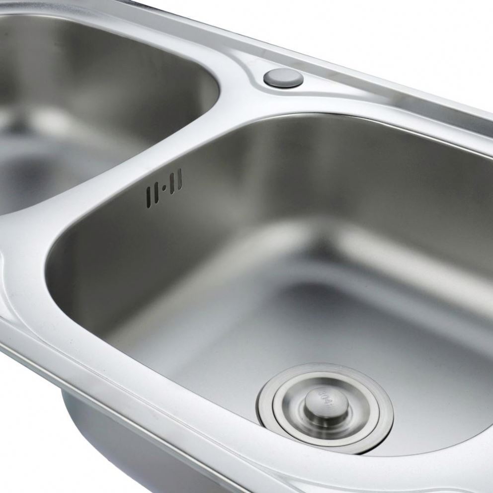 GALENPOO Double basin stainless steel kitchen sink 201 stainless steel undermount sink with drain board