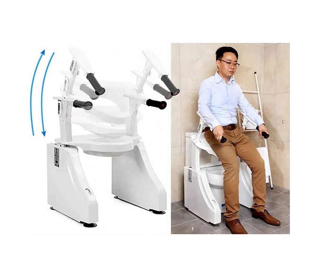 Commode Chair Electric Toilet Incline Lift, Height Is Adjustable Frame Padded Toilet Grab Bars, Aid For Elderly, Handicapped, Di