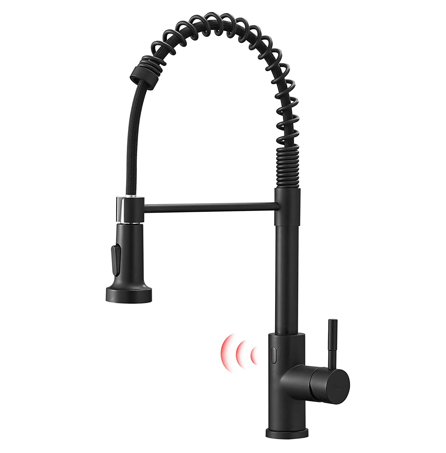 Hands-Free Single Handle Motion Sensor Smart Black Touchless Spring Kitchen Sink Faucet with Pull Down Sprayer