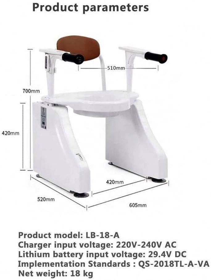 Commode Chair Electric Toilet Incline Lift, Height Is Adjustable Frame Padded Toilet Grab Bars, Aid For Elderly, Handicapped, Di