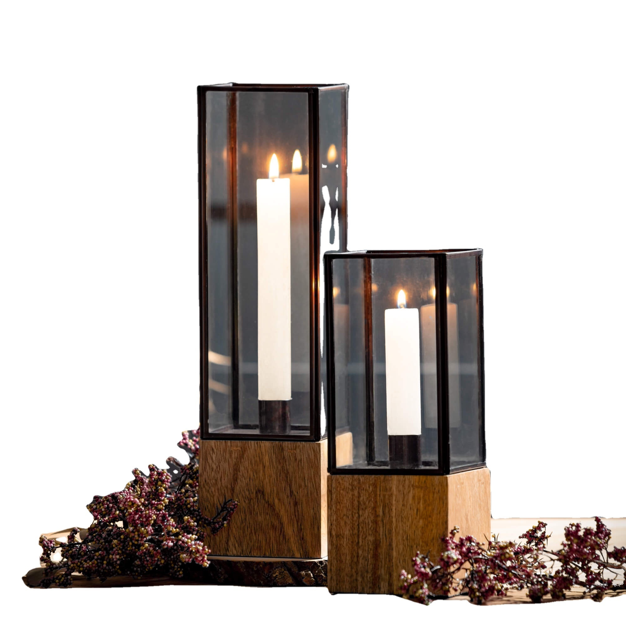 Trusted Supplier Of Latest Design Premium Quality Table Top MODERN BLOCK TAPER LANTERN SET for Home In wholesale