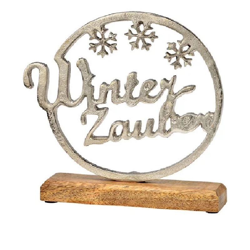 Aluminium Winter Display Magic With Winter Zauber Text For Home Decor Silver Plated With Customized Color And Size