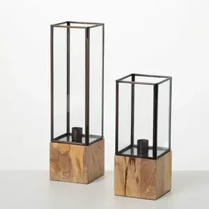 Trusted Supplier Of Latest Design Premium Quality Table Top MODERN BLOCK TAPER LANTERN SET for Home In wholesale