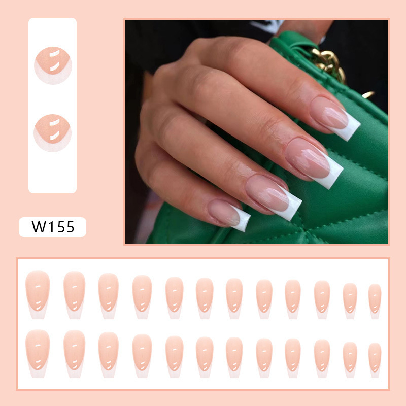 24pcs artifical  with glue  nail tips with design Detachable press on nails long Fake  Finished Nail Piece Sticker