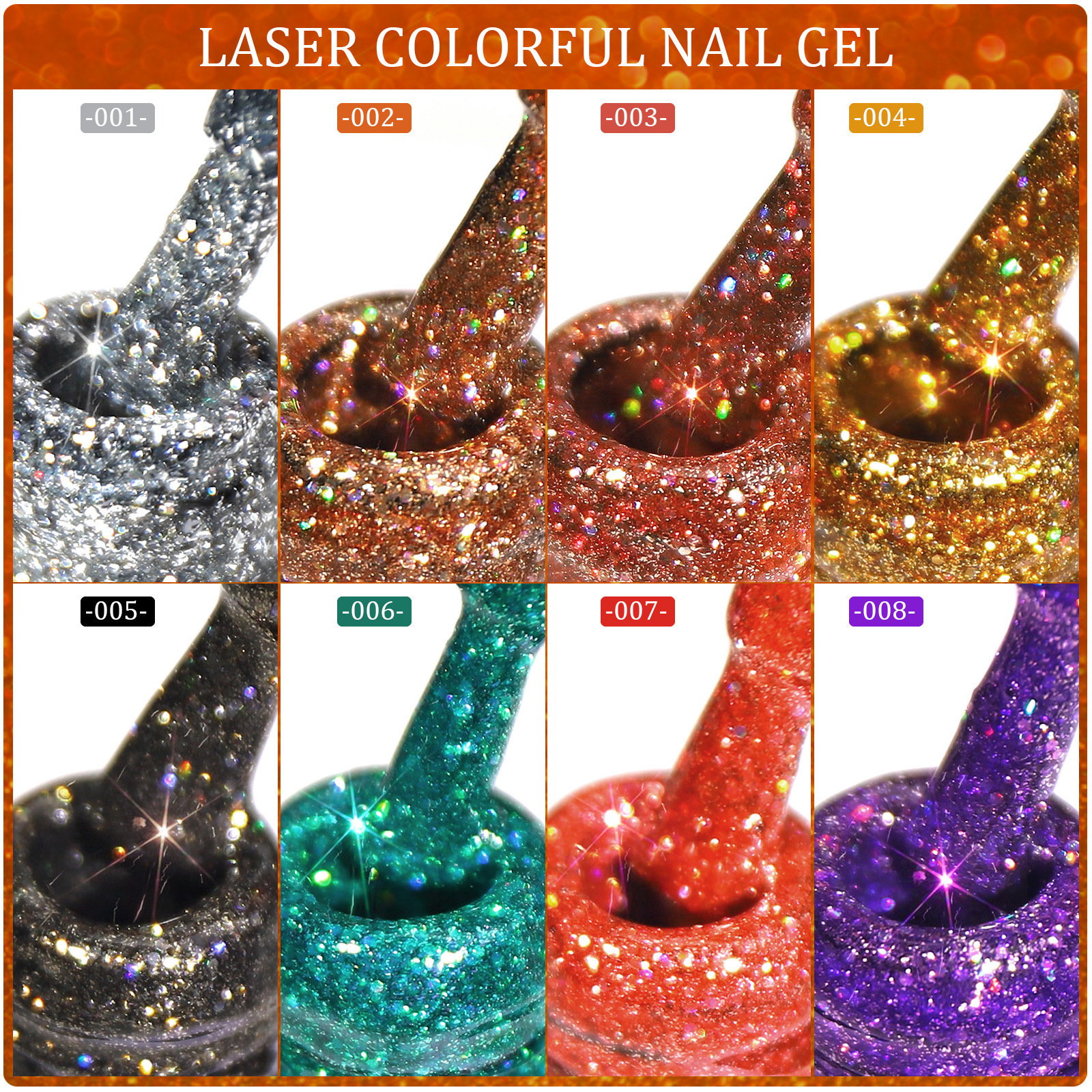 Misscheering Nail Art Popular colorful led nail gel polish  Glue Galaxy Star Silver rainbow Glue