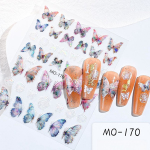 Rose Butterfly Nail Sticker with Back Glue 3D Relief Nail Sticker