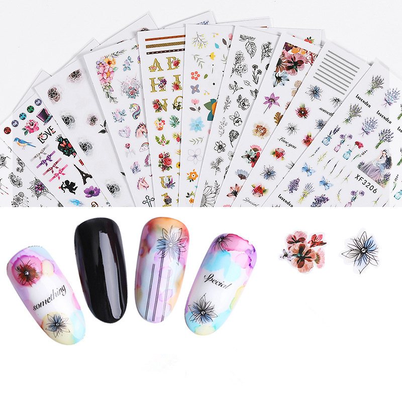 Misscheering  3D Nail Sticker Summer Flower Flamingo Design Stickers for Nails Adhesive DIY gel Nail stickers