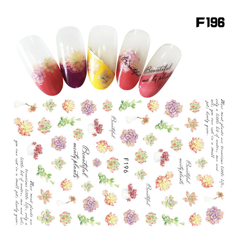 Misscheering Flower Series Nail Decal Stickers Sakura Daisy Lavender Floral Pattern 3d Transfer Sticker