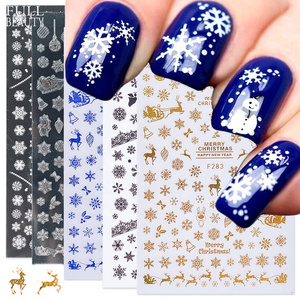 Misscheering  Christmas Series  Nail Stickers Gold Silver White Blue Black  Mix Flowers Designs Printing Nail Art Decorations