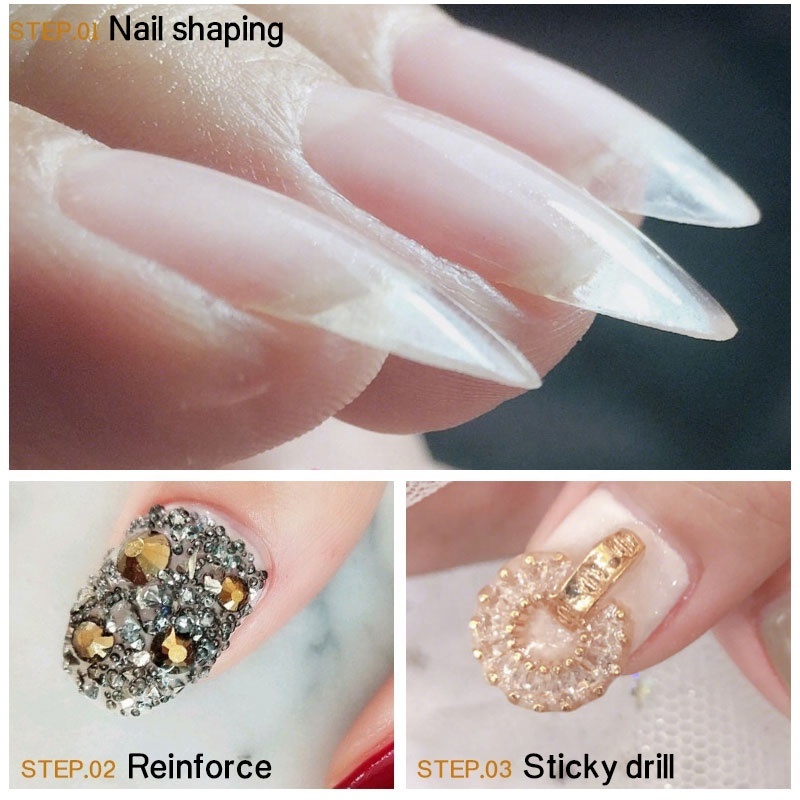 Misscheering  Newest Stick Nail Glue 15ml For Rhinestone Adhesive Builder Clear Glue 4 in 1 Soak Off Diamond Decoration Glue