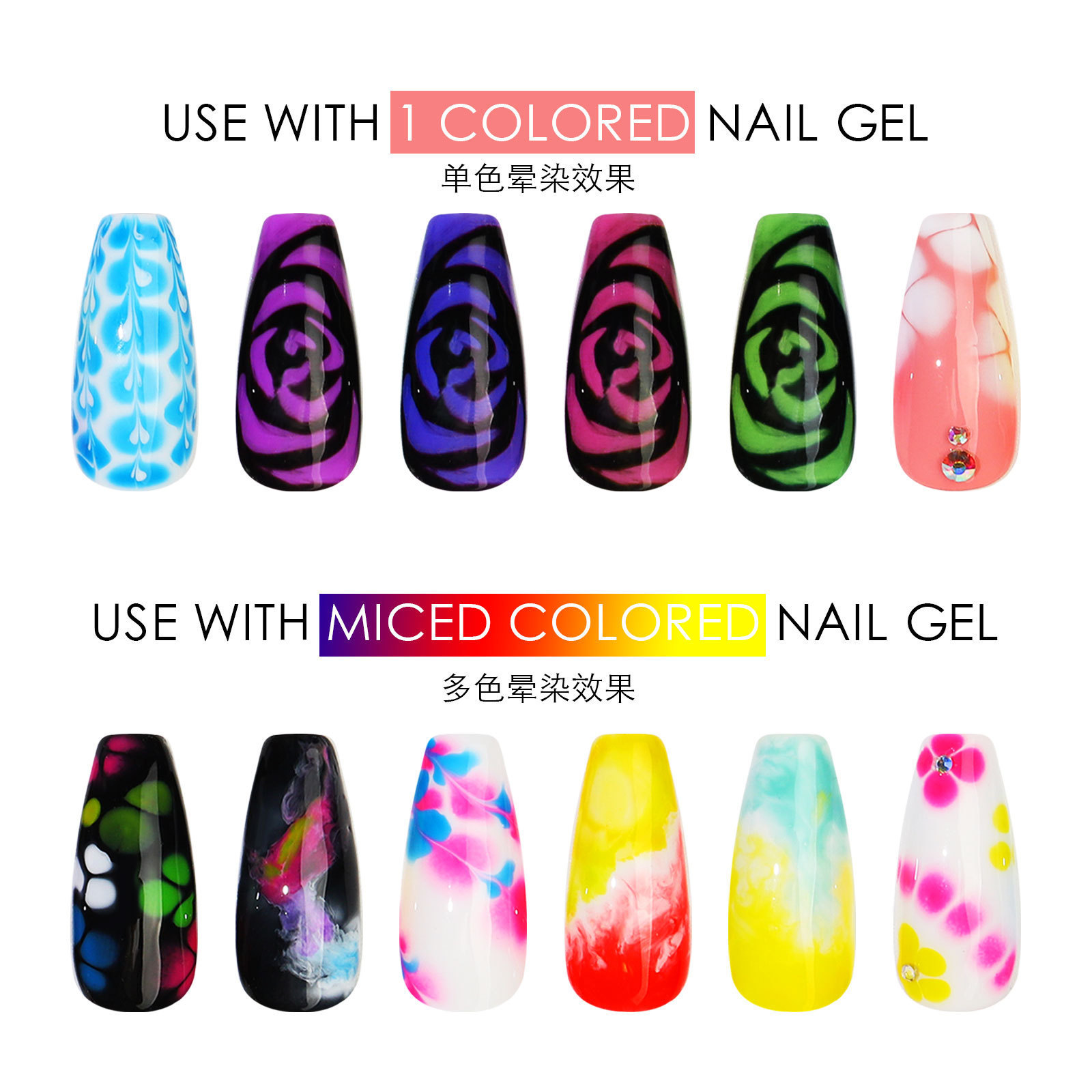 Misscheering Transparent clear ink blooming Effect  flower gel polish Long Lasting nail polish  soak off UV nail glue