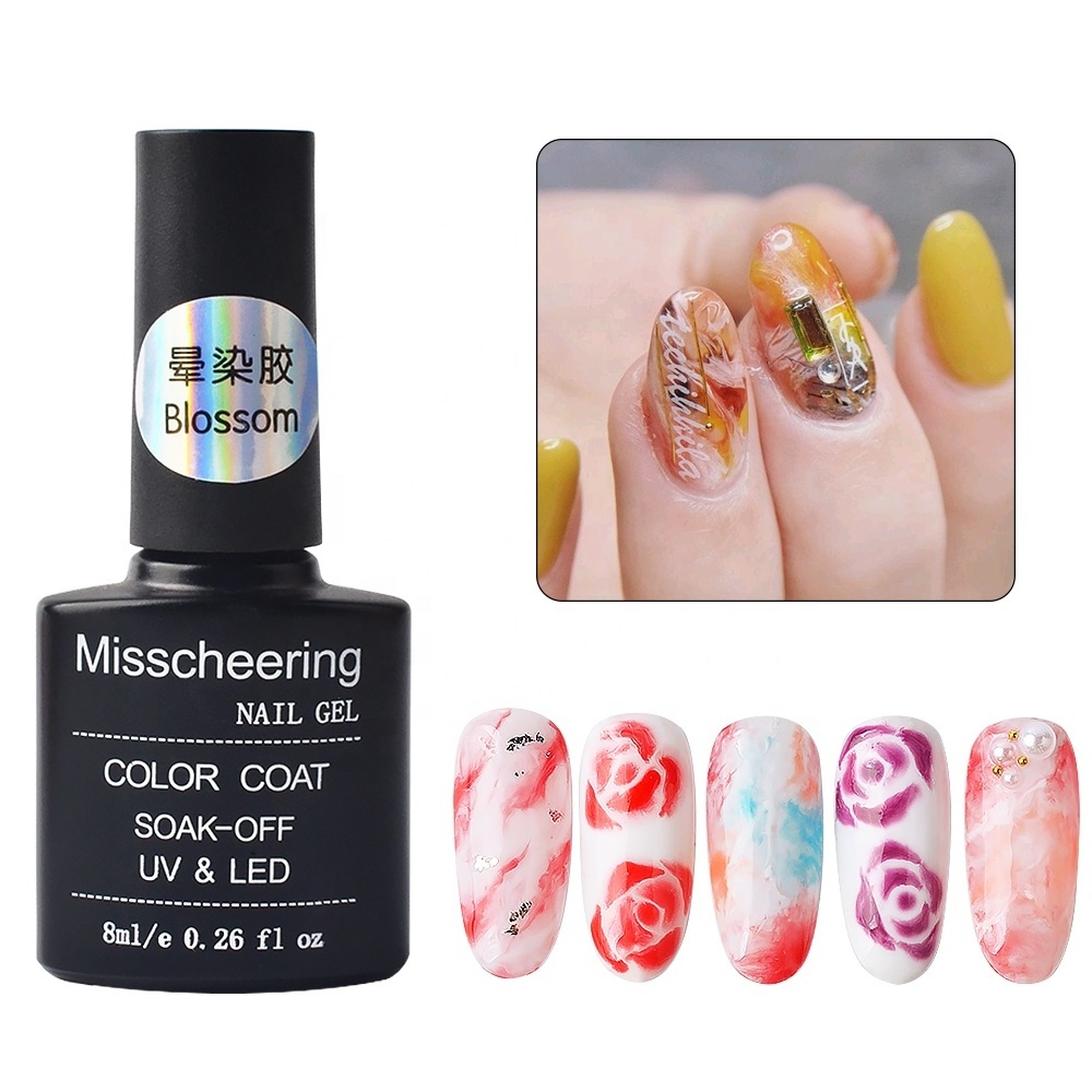 Misscheering Transparent clear ink blooming Effect  flower gel polish Long Lasting nail polish  soak off UV nail glue