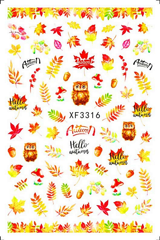 Misscheering  Fall Leaves Nail Decals Autumn Yellow Maple Leaf Nail Art Stickers DIY Manicure Slider Decorations Tips