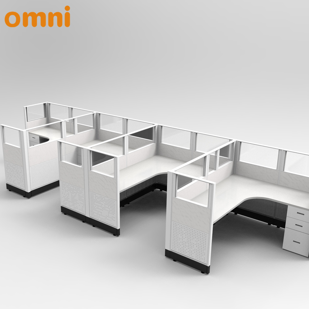 Aluminium profile L Shape Expandable 3 Seat Modular open plan Call Center Office staff Cubicles workstation desk