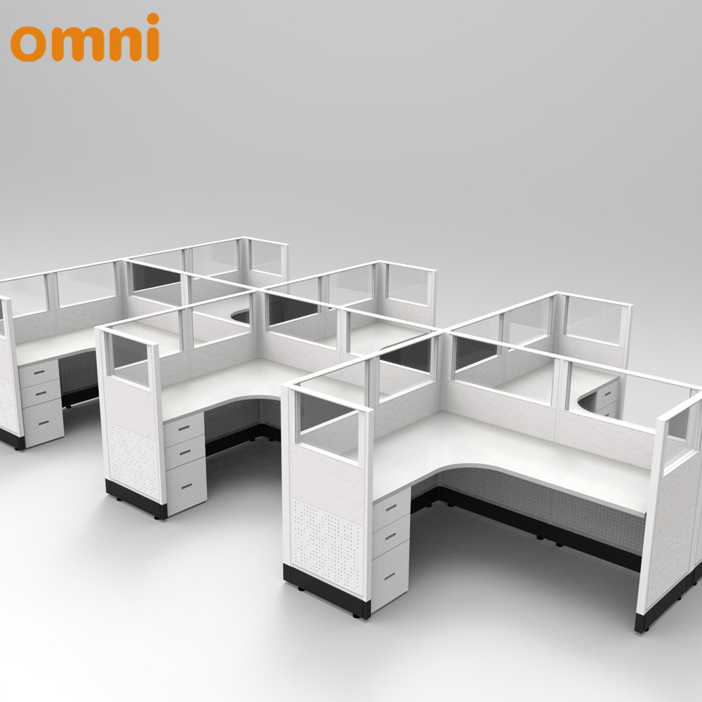 Aluminium profile L Shape Expandable 3 Seat Modular open plan Call Center Office staff Cubicles workstation desk