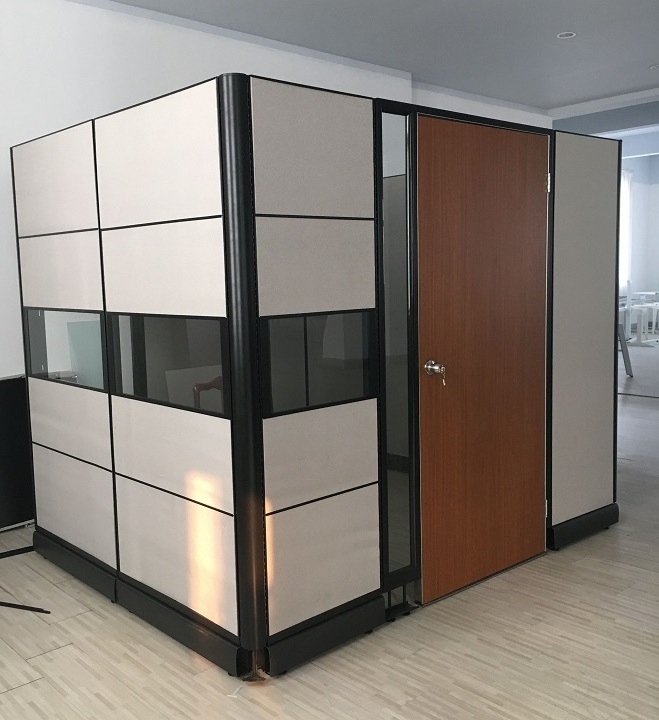 Manufacturer Aluminium frame  full high partition wall single office cubicle with door