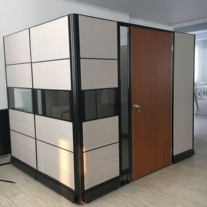 Manufacturer Aluminium frame  full high partition wall single office cubicle with door