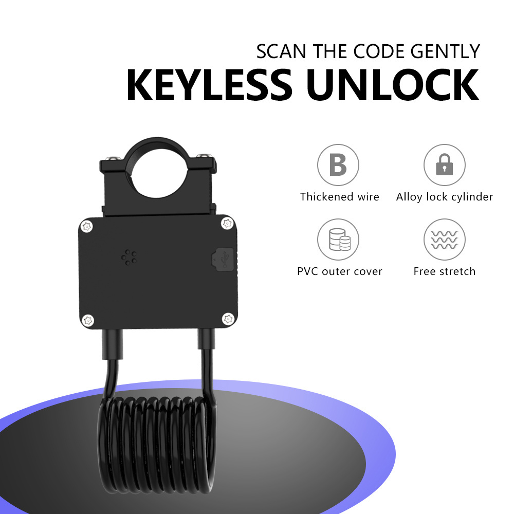 Shenzhen High Quality Wirerope Bicyele Locks Parts Bluetooths BLE Remote Control Cable Keyless Bike Lock