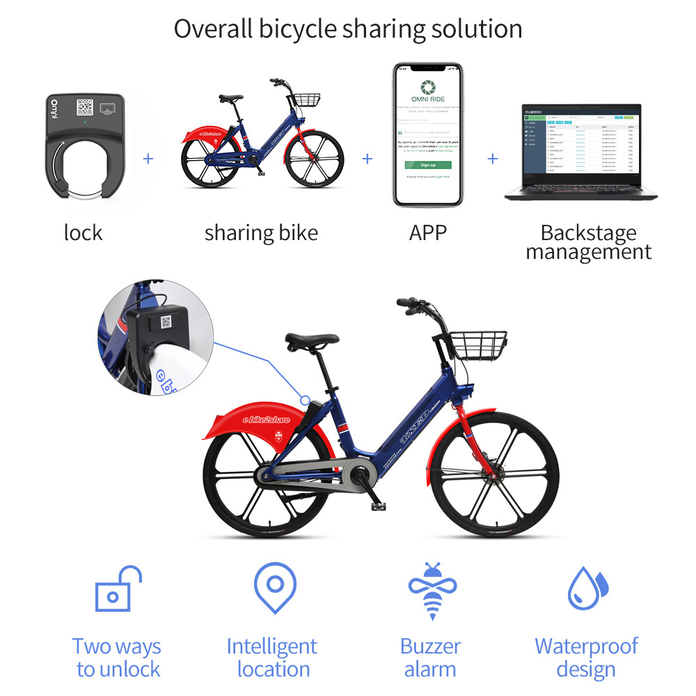 Ebike Sharing System Station App Bluetooths IP67 Waterproof Public Rental Shared Controller Electric Smart Bike Lock Nb-iot