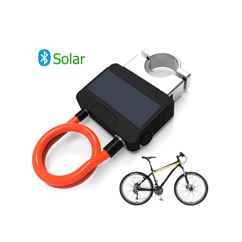 Security Foldable Solar Mobile APP Remote Bluetooths Control Smart Bike Chain Cable Lock With Alarm