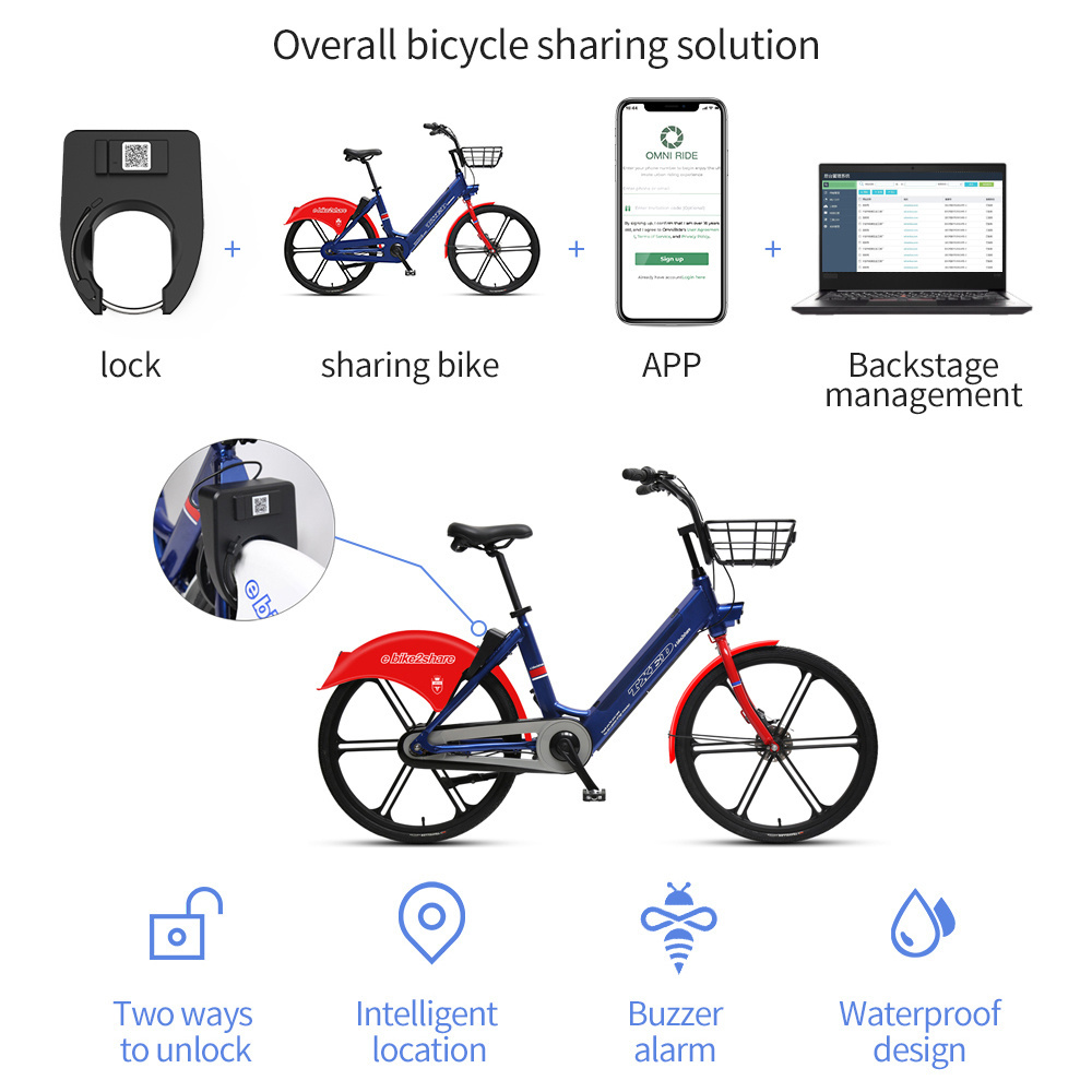 OM092301 Rental Software And App Bicycle GPS Iot Cycle Locks Tracking Smart Lock For Sharing Business BLE 2G/4G Controlled