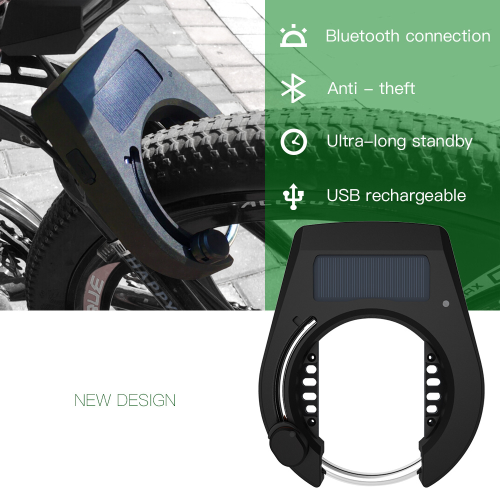 Omni Anti Theft Alarm Smart Public Share Bike Mobile App GPS BLE Bluetooths Unlock City Solar Panel Powered Bicycle Lock