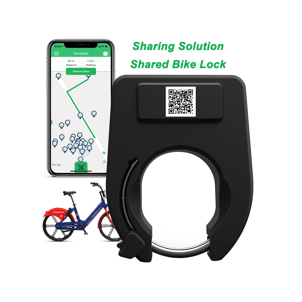 Public Rental Solution Waterproof GPS Real Time Alarm Tracking Ble Smart Scan QR Code Unlock Bicycle Lock For Sharing Bike