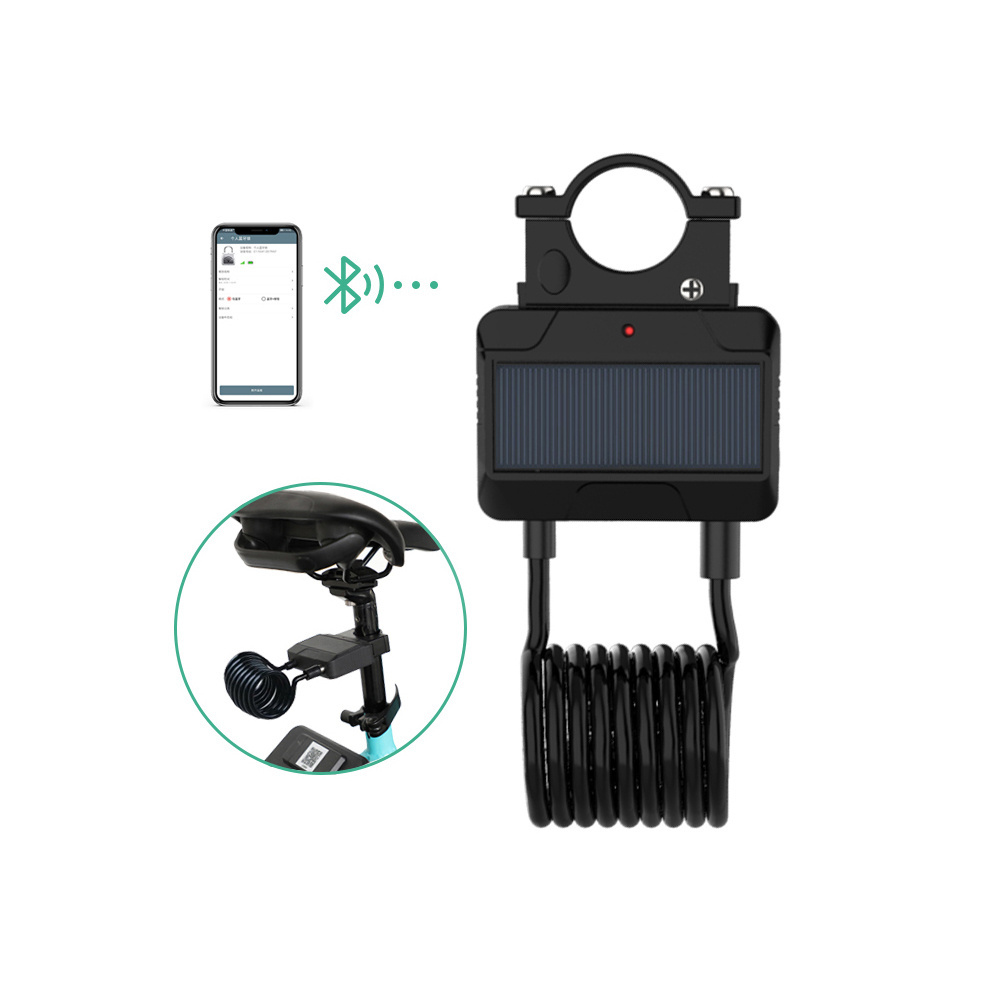 Smart Intelligent Alarm Solar Panel Charging USB Chargeable Combination Steel Cable Lock For Scooter Bicycle