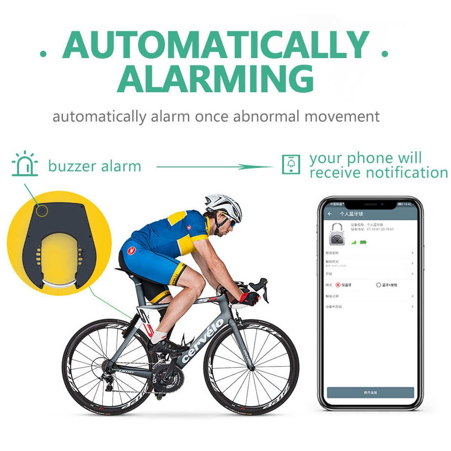 Safety Alarm RFID Unlock Wireless Waterproof Wheel Electric Smart Personal Solar Horseshoe Bicycle Bluetooths Bike Lock