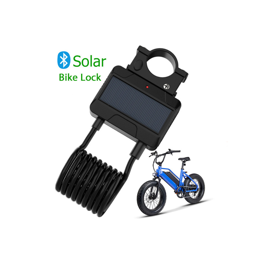 Anti Thft Long Battery Life Solar Panel Bluetooths Steel Wire Bmx Bicycle Locks Electric Fatbike Cable Lock For Road Dirt Bike