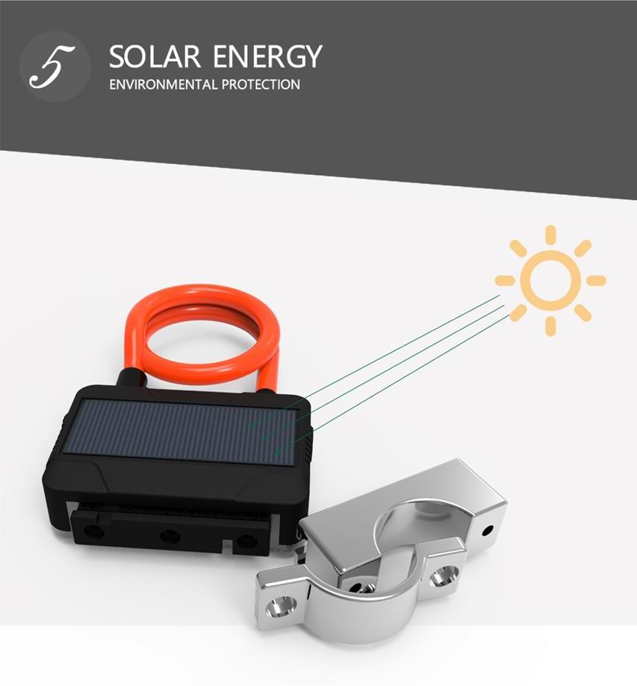 Solar Panel  Anti-theft  With Battery Smart Wireless Lock Bike Cable Chain Lock