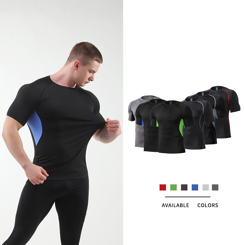 custom printing workout athletic sport compression oversized 90 polyester 10 spandex men's gym t shirt