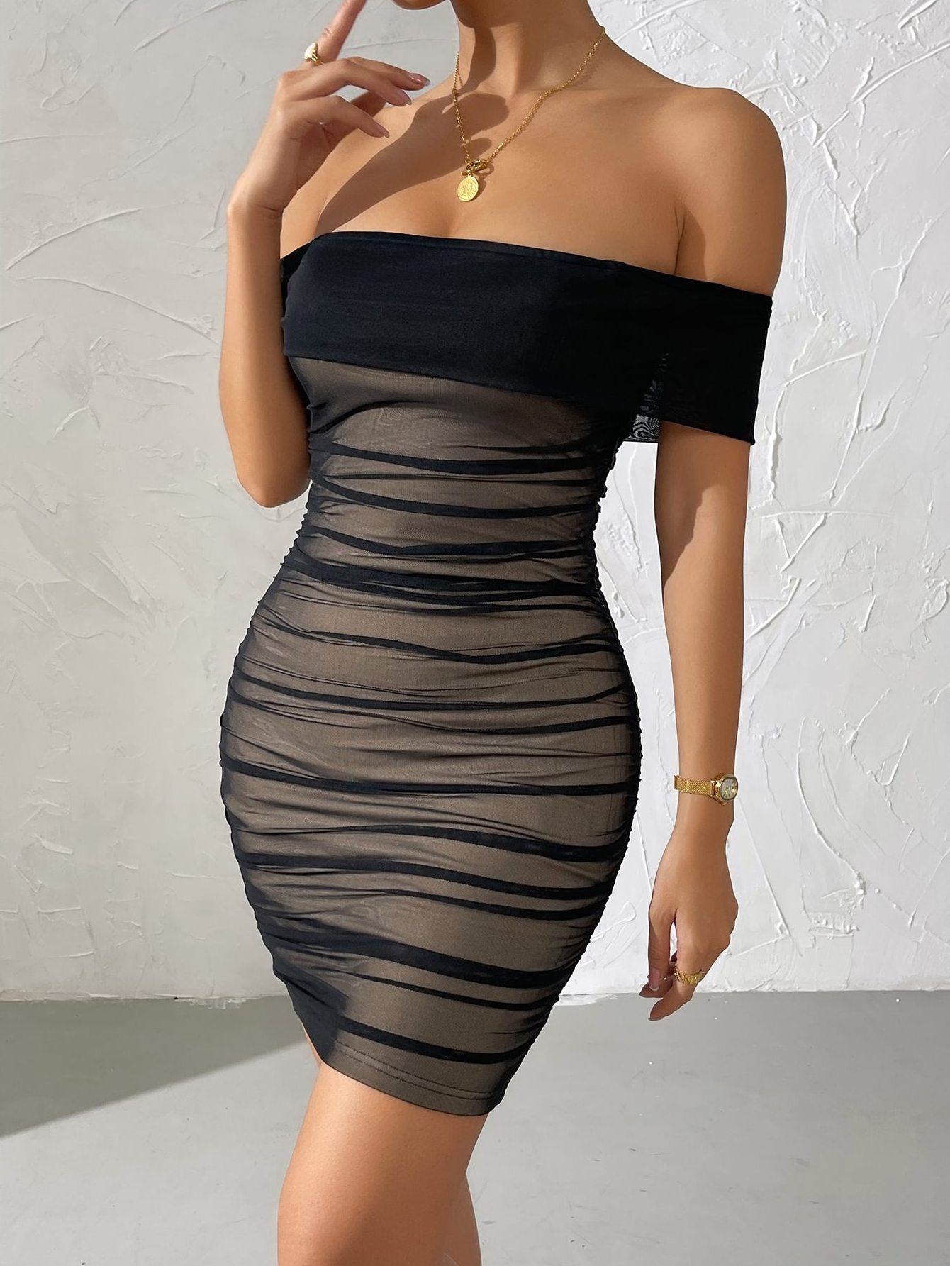 Women's Clothing Wholesale Solid Lady Elegant Black Party Off Shoulder Backless Slim Mini Sheath Dresses Girls Casual Dress