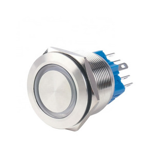 25A single pole ring type Domed actuator ring illuminated momentary metal push button switch