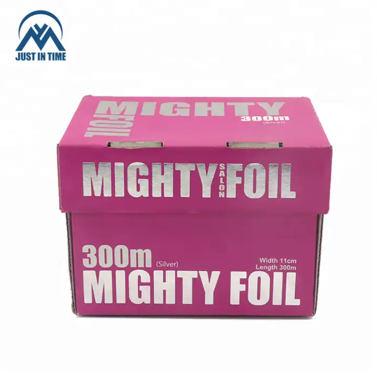 Hot Hair Custom Higliht Hair Aluminum Foil Disposable Food Hard Roll Hair Salon Embossed any Color FDA ISO 300m Box+carton 11cm