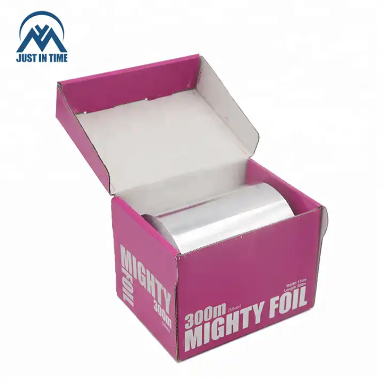 Hot Hair Custom Higliht Hair Aluminum Foil Disposable Food Hard Roll Hair Salon Embossed any Color FDA ISO 300m Box+carton 11cm