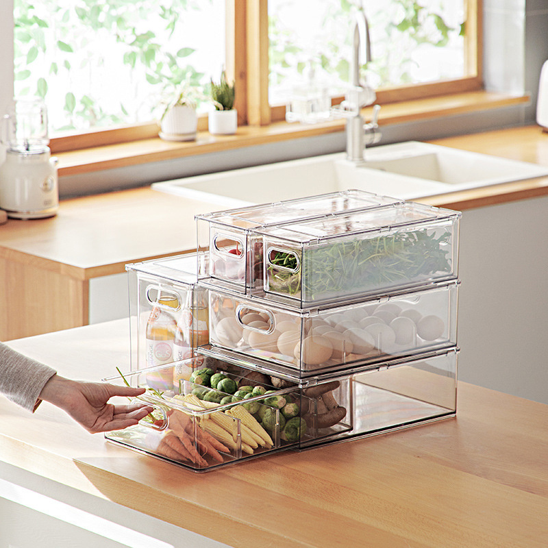 Storage box kitchen fruit and vegetable classification fresh-keeping box transparent pull-out food refrigerator storage box