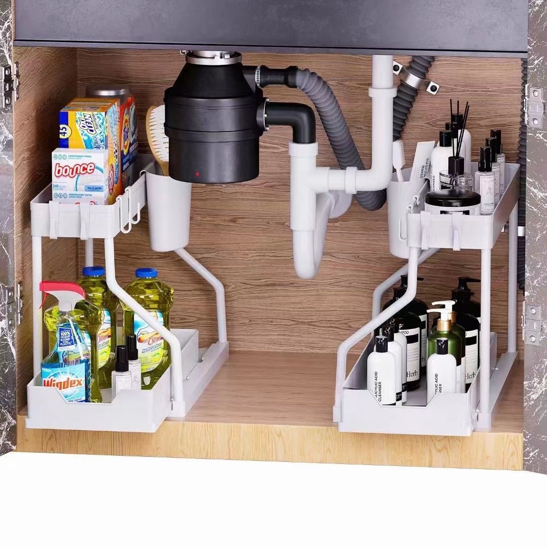 Kitchen Under Pull Out Cabinet Slide Out Sink Shelf Storage Shelves Under Sink Caddy For Kitchen Bathroom Desktop Storage Rack