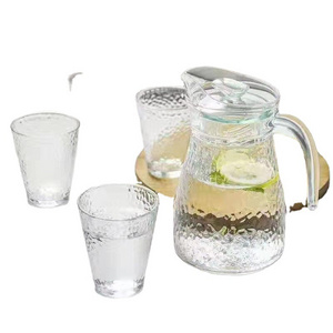 Large Cool Glass Pitcher Water Kettle Lemonade Glass Pot Water Cup Hot Cold Tea Juice Coffee Glass Pitcher Jug Set