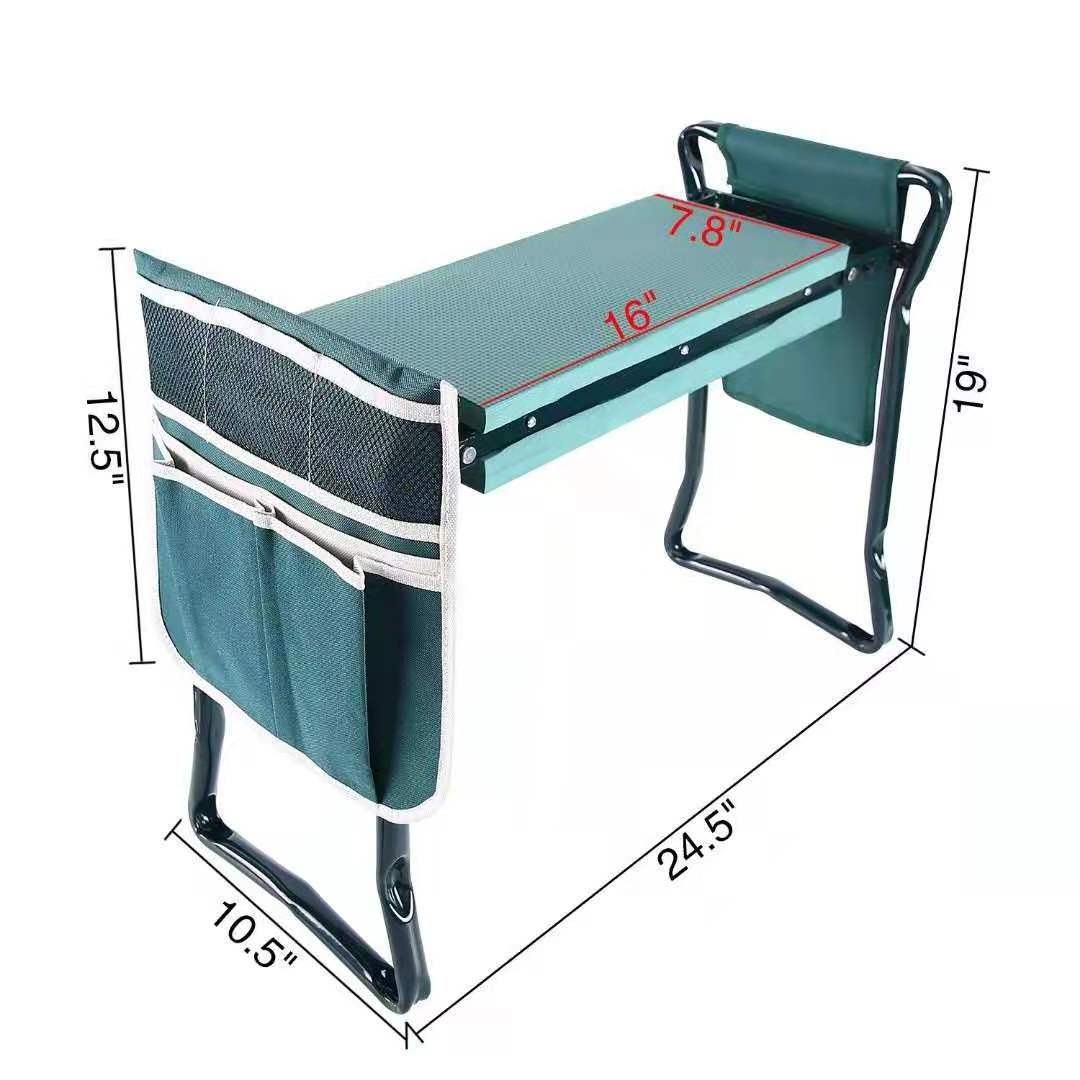 Garden Kneeler and Seat Heavy Duty Gardening Bench for Kneeling and Sitting Folding Garden Stools with Tool Pouch