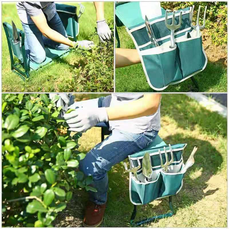 Garden Kneeler and Seat Heavy Duty Gardening Bench for Kneeling and Sitting Folding Garden Stools with Tool Pouch