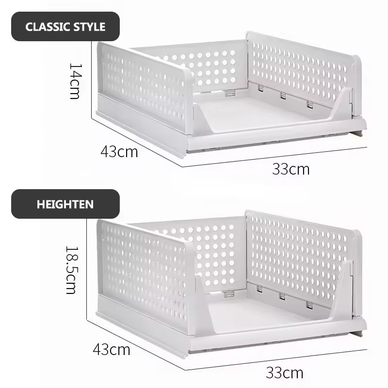 Folding Popular Stackable Basket For Clothes Plastic Storage Box for Clothing Closet Organizers Drawer Shelf